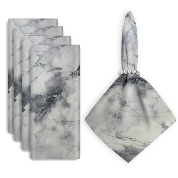 Bahomeck Cloth Napkins Set Of 4,18*18 Inch Washable Polyester Napkins Dining Table Napkins Weddings Party Dinner Parties(Marble Texture Of White And Gray Color Scheme)
