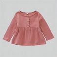 thumbnail image 2 of JTieacloth Girls Long Sleeve Top With Double Layer Hem Ruffle And Coconut Button Front Closure Style Blouse Girls Cute Tops Sizes 12-18 Months, 2 of 6