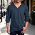 thumbnail image 7 of Hfnxid Big and Tall Long Sleeve Shirts for Men Casual Henley V Neck Basic Tops Solid Color Going Out Tee Shirt Navy L, 7 of 7