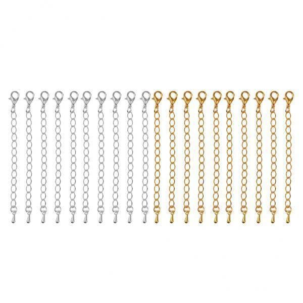 2x 20 Piezas Cadena de Extensión de 70 Mm con Broches de Langosta para Joyas de Oro Y Blanco K Sunnimix Cadenas para hacer joyas