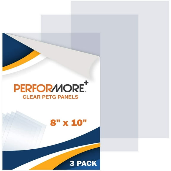 PERFORMORE 20 Pack of 8" x 10" PETG Sheet Plexiglass Panels - 0.04 inch Thick Clear Polystyrene Plastic Sheet Ideal for Crafting Projects, Picture Frames, Cutting and More with Protective Film