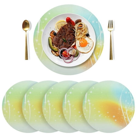 

Round Placemats Plate Mats 15 Inch Non-Slip Heat Resistant Washable PVC Set Table Decoration for Kitchen Dining Fine Flash Pattern