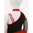 thumbnail image 6 of iiniim Girls Ballet Skirted Bodysuit Sequins Performance Jumpsuit Asymmetrical Latin Jazz Dance Leotard Dress Red 6, 6 of 8