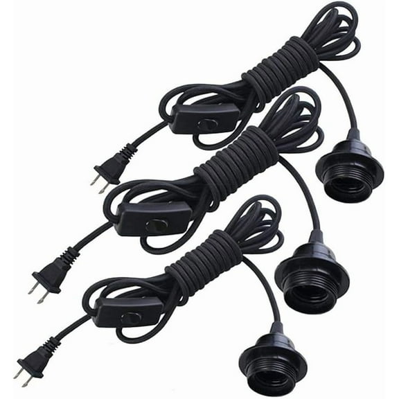 13.2ft Plug in Hanging Light Kit Pendant Light Cord for Standard Medium Base Bulbs with On/Off Switch UL Listed, Black
