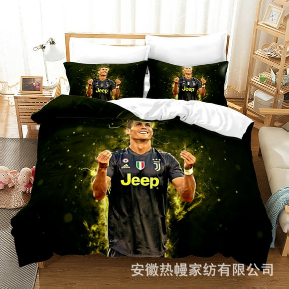 Football Star Duvet Cover Suit, Bedding Suit, Three Piece Set, Microfiber, Football Duvet Cover-Youyoupin