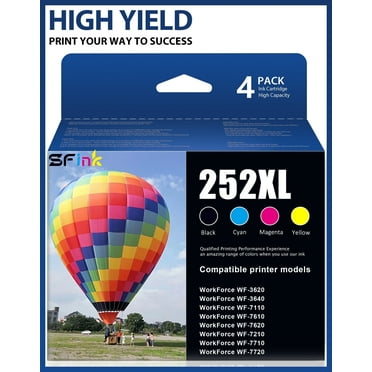 T252XL 252 XL 252XL Ink Cartridge 4 Pack Compatible for Epson 252XL Ink Cartridges for Epson Workforce WF-7110 WF-7710 WF-7720 WF-3640 WF-3620 Printers (Black/Cyan/Magenta/Yellow)