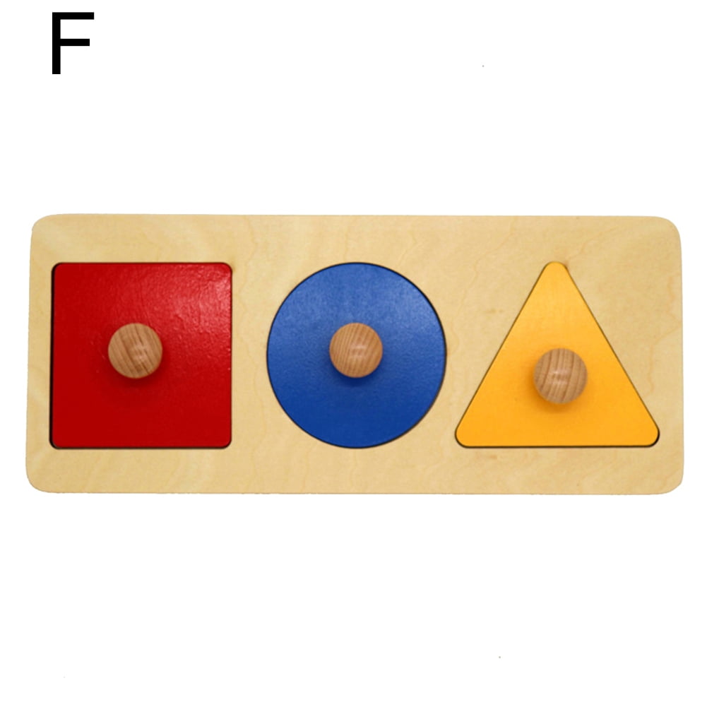 Yesbay Montessori Wood Knob Puzzle Peg Board Geometric Shape Match Baby