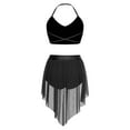 thumbnail image 2 of SiiRoh Women's 2 Piece Lyrical Dance Outfits Halter Sleeveless Crop Top with Irregular Skirt Briefs Black L, 2 of 5