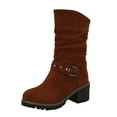 thumbnail image 6 of UngA Womens Fall Boots Cowboy Boots Embroidered Cowgirl Boots Western Mid-Calf Knee-High Boots with Heel Brown,6.5, 6 of 7
