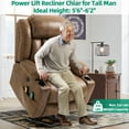 thumbnail image 5 of VIVIJASON Tall Man Large Power Lift Recliner Chair with Massage and Heat for Elderly, Overstuffed Wide Electric Lift Recliner with Extended Footrest, 2 Cup Holder, Side Pockets & USB Ports (Brown), 5 of 9