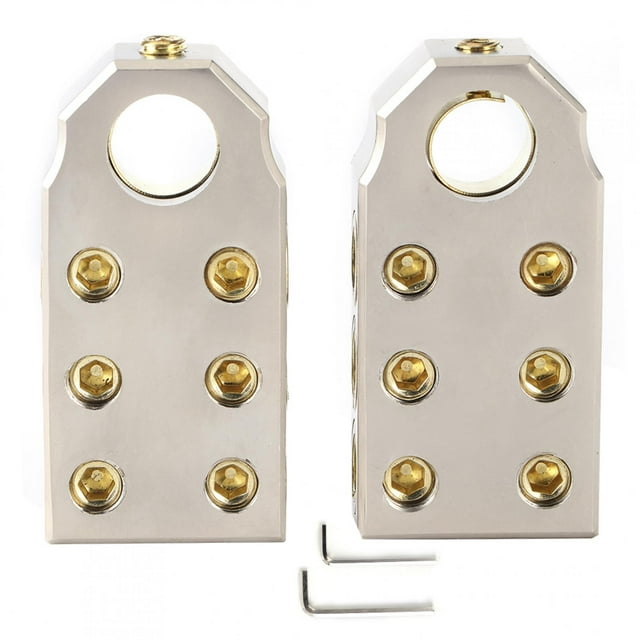 Pair Battery Terminals Kit Positive Negative Auto Battery Clamps Pile with M8/M10 Wrench