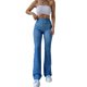 thumbnail image 2 of VISgogo Mujer Moda Flare Pantalones Largos, Vintage Estampado Cintura Alta Delgado Micro Campana Pantalones VISgogo moda, 2 of 5