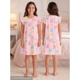 thumbnail image 2 of Beezizac Teen/Little Girls Nightgown - Summer Ruffle Short Sleeves Sleepwear Colorful Bow Print Nightdress Pajama Size 10, 2 of 8