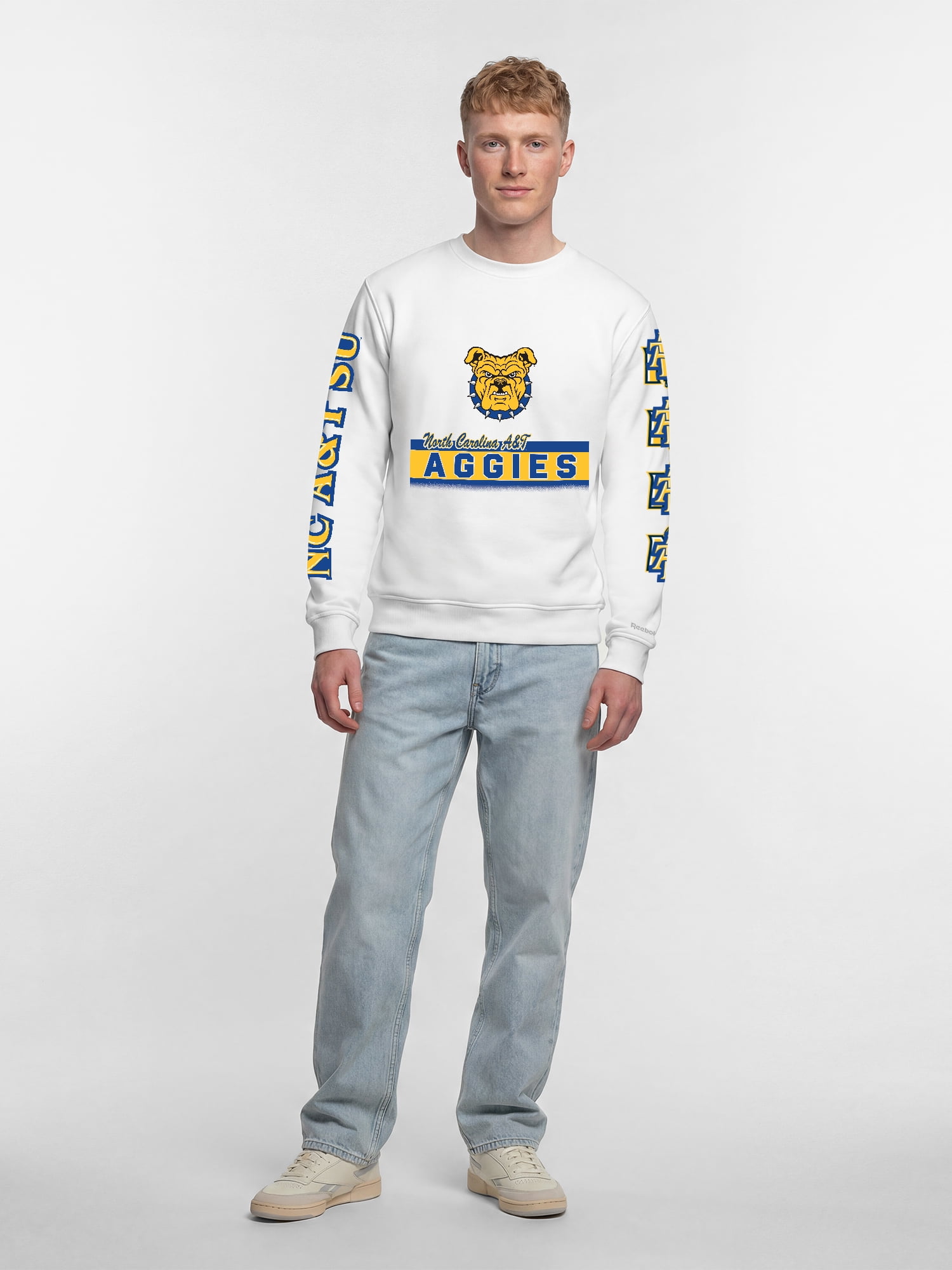 North Carolina A&T Aggies Reebok Mens White Crew Sweatshirt