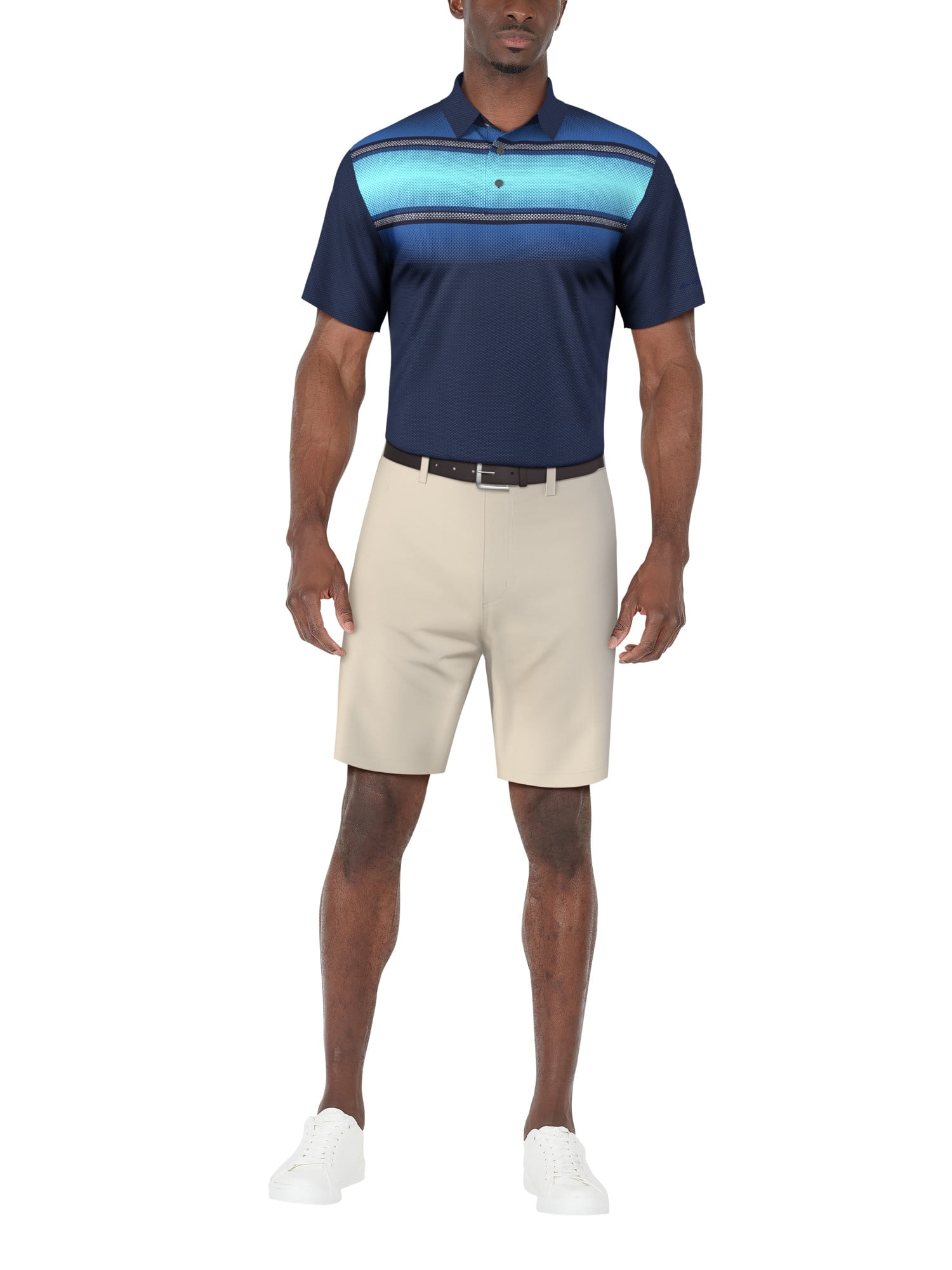 Ben Hogan Men's and Big Men’s Digital Ombre Chest Print Short Sleeve Golf Polo Shirt, up to Size 5XL