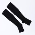 thumbnail image 1 of Zipper Compression Socks Women with Open Toe Toeless Support Stockings Easy on Knee High Socks, 1 of 7