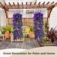 thumbnail image 3 of Flores artificiales colgantes de violeta en cesta, flores colgantes para decoración de patio y jardín, planta de enredadera artificial colgante en cesta, forro de coco con flores para decoración de, 3 of 5
