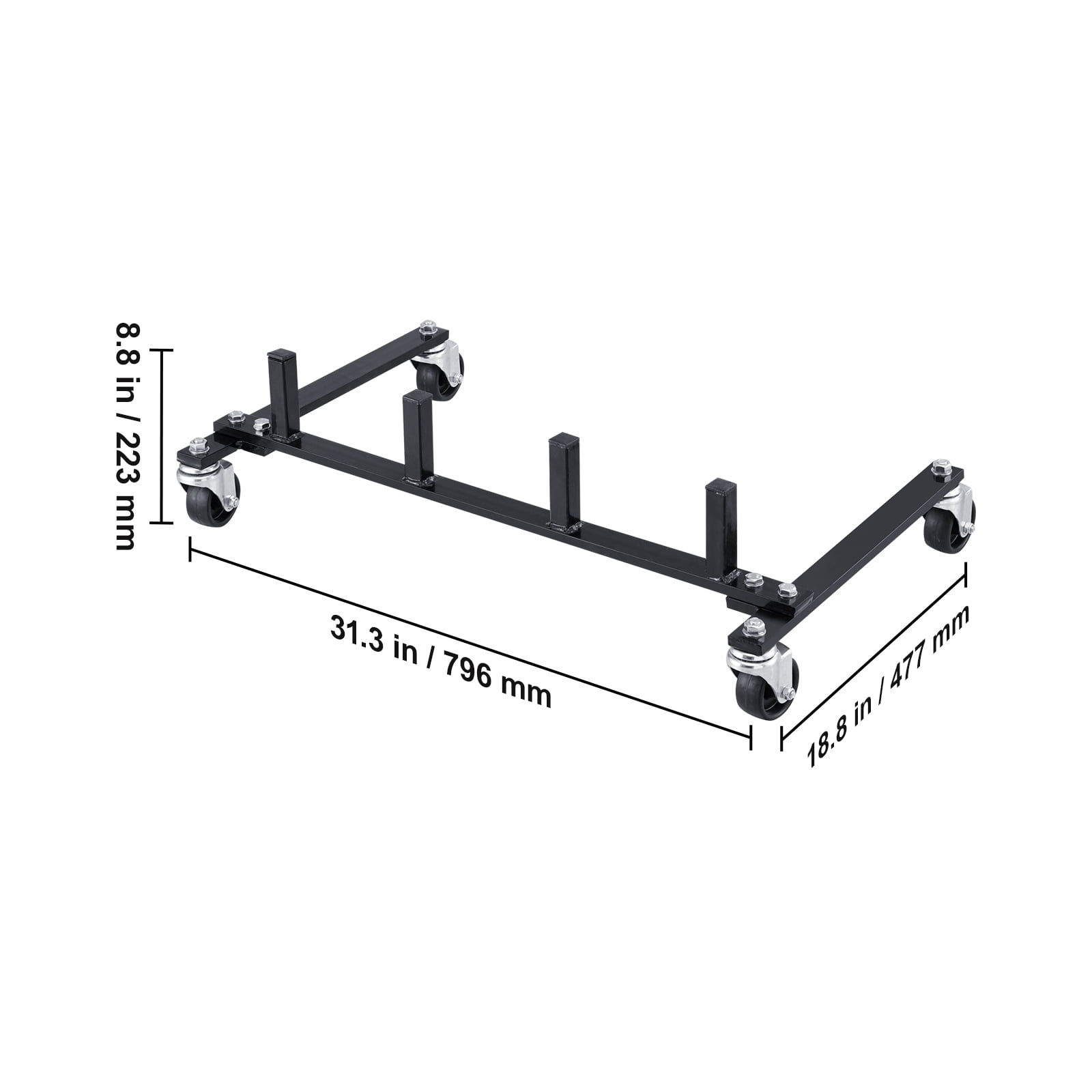 VEVOR Car Dolly Rack, Storage Rack with 360° Rotatable Wheels, Hydraulic Ratchet Trolley Jack Stand Organizer, Jack Stands Holder Storage Rack, 4-Dolly Capacity, Compatible with Most Dollies