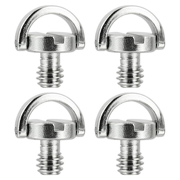 4 tornillos de hierro para trípode de 1/4 de pulgada, placa de montaje para trípode, clip para cámara y mochila.
