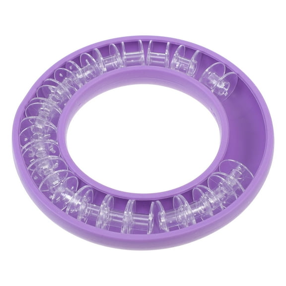 Sewing Supplies Bobbins Ring Storage Box Case Spool Take Away Purple Rubber Plastic