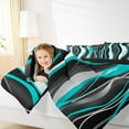thumbnail image 5 of Manfei Geometric Wave Striped Full Size Comforter Sets,Modern Abstract Lines Bedding Comforter Set,Blue Black Stripes Bedding Sets For Girl Teens,Breathable Home Decor Reversible,3-Piece, 5 of 9