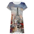 thumbnail image 3 of Romantic Paris Eiffel Tower Dress Summer Street Style Dresses Female Short Sleeve Printed Sundress, 3 of 7