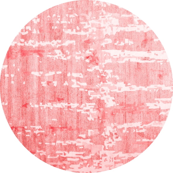 Ahgly Company Indoor Round Abstract Red Contemporary Area Rugs, 4' Round