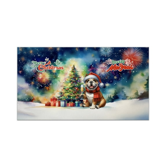 Merry Christmas and Happy New Year Santa Bulldog Holiday Xmas Winter Doormat Dog Lover Gifts Idea Indoor Outdoor Welcome Mat - 00024