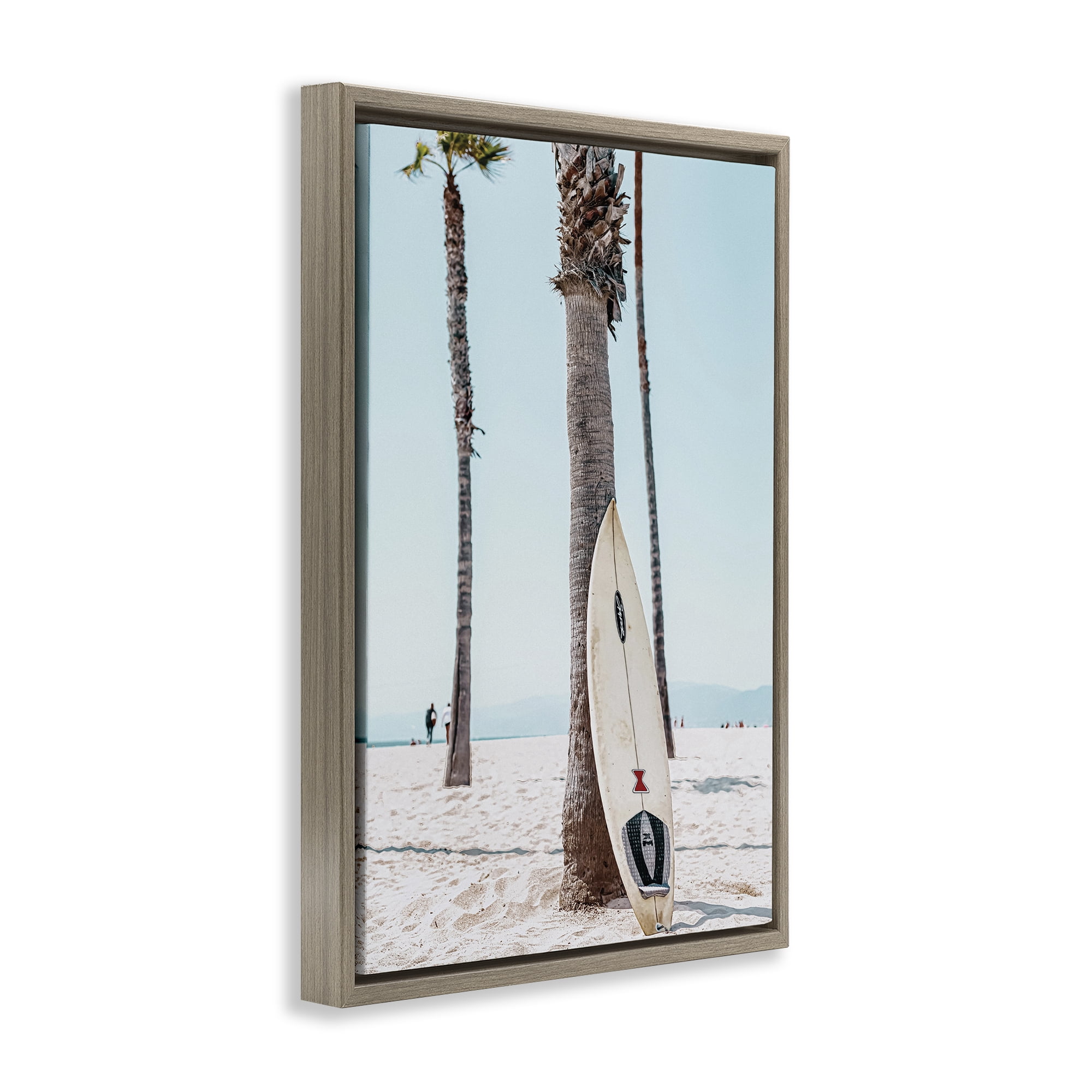 Stupell Industries California Summer Surfboard Nautical & Beach Photography Brown Floater Framed Canvas Art Print Wall Art, 21 x 31