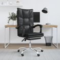 thumbnail image 2 of Silla VidaXL, escritorio reclinable con ruedas, giratoria 360°, piel negra, 2 of 9