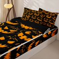 thumbnail image 3 of Manfei Spooky Pumpkin Print Zipper Twin Comforter Sets with Fitted Sheet and 2 Pillowcases for Kids, Black Orange Halloween Theme Zipper Bedding Set, Black Reversible, 4 Pieces, 3 of 6