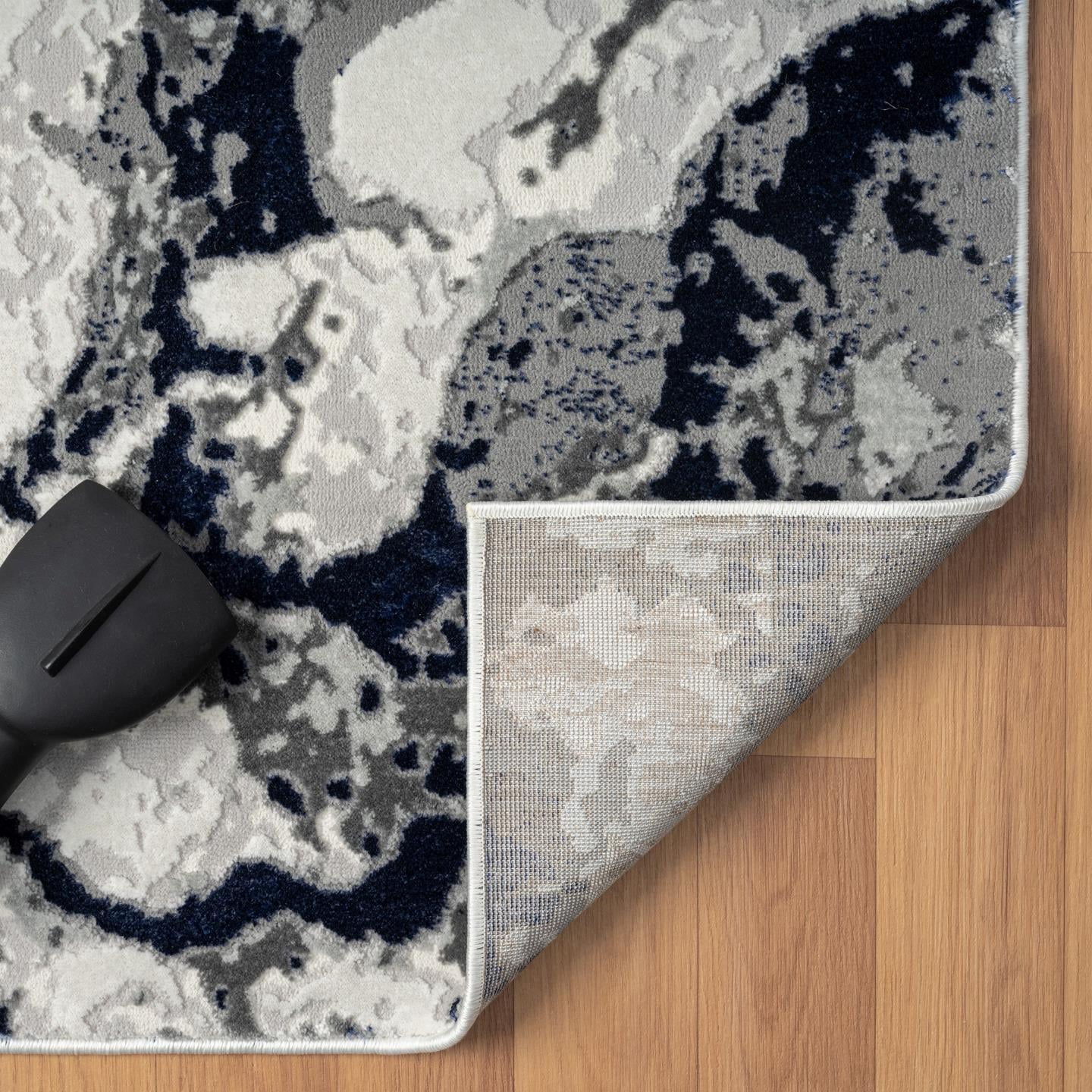 Luxe Weavers Abstract Marble Blue 4x5 Area Rug for Living Room and Bedroom