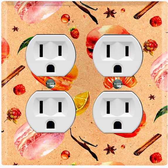 Metal Light Switch Plate Cover Orange Macaroon Fruit Croissant French Desserts CAK015