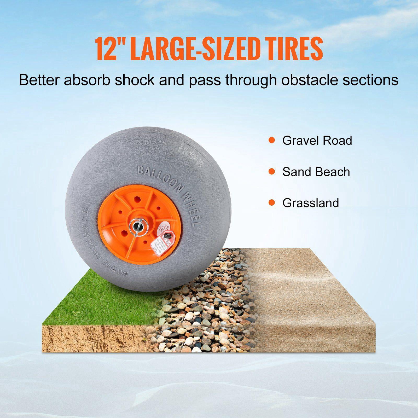 Heavy Duty Foldable Kayak Cart 12 Inch Tires Adjustable Width 6.69 to 17.32 Inches 350 Lb Capacity for Kayaks Canoes Paddleboards Float Mats Jon Boats