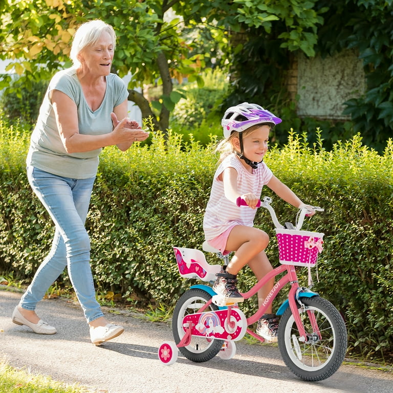 Honeyjoy 14 Inches Kids Bike with Training Wheels, Basket Honeyjoy 14 Inches Kids Bike with Training Wheels, Basket