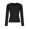 thumbnail image 4 of Plebaso Women's Long Sleeve T-Shirts Crew Neck Basic Tee Tops for Women Solid Color Casual Undershirts, 4 of 5