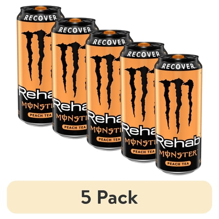 (5 pack) Monster Rehab Peach Energy Drink, 15.5 Fl. Oz.
