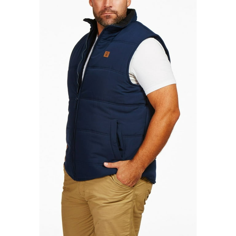 Coleman Microfiber Quilted Puffer Vest With Sherpa Collar XXL Navy
