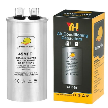 

Capacitor for Air Conditioner 45 UF MFD 370 or 440 Volt VAC Multi-Purpose Round Capacitor