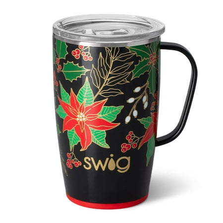 

Swig Life 18oz Travel Mug with Handle and Lid Cup Holder Friendly Dishwasher Safe Stainless Steel Triple Insulated Coffee Mug Tumbler (Tis the Season)