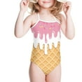 thumbnail image 3 of FOR U DESIGNS Adorable One Piece Halter Swimsuit Juniors Ice Cream Kids Girls Sleeveless Swimwear for Age 9-10 Fashion Off Shoulder Bathing Suit, 3 of 6