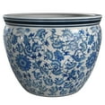 thumbnail image 6 of Red Lantern 16" Floral Blue & White Porcelain Fishbowl Planter, 6 of 6