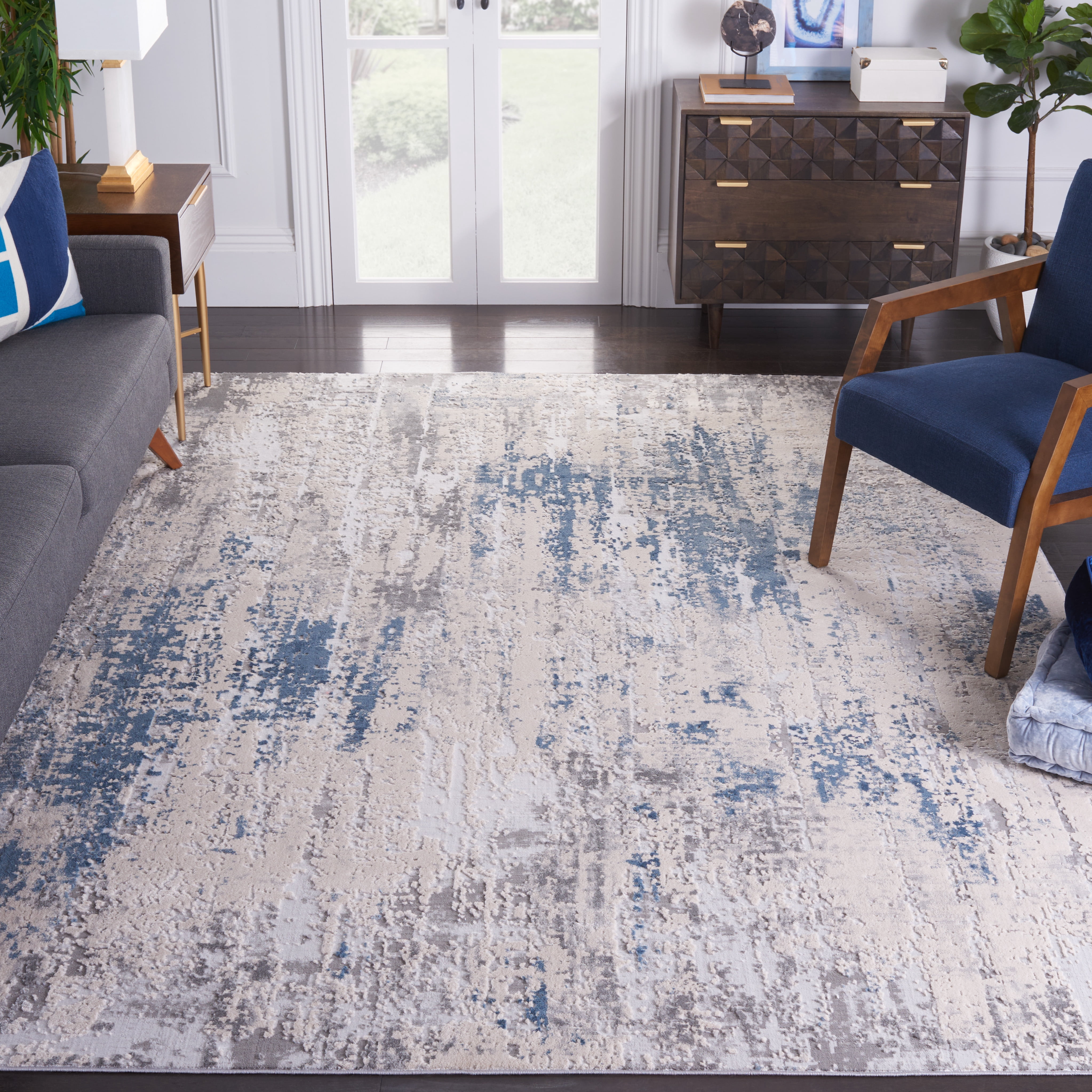 SAFAVIEH Invista Jocelin Abstract Area Rug, Grey/Blue, 9' x 12'