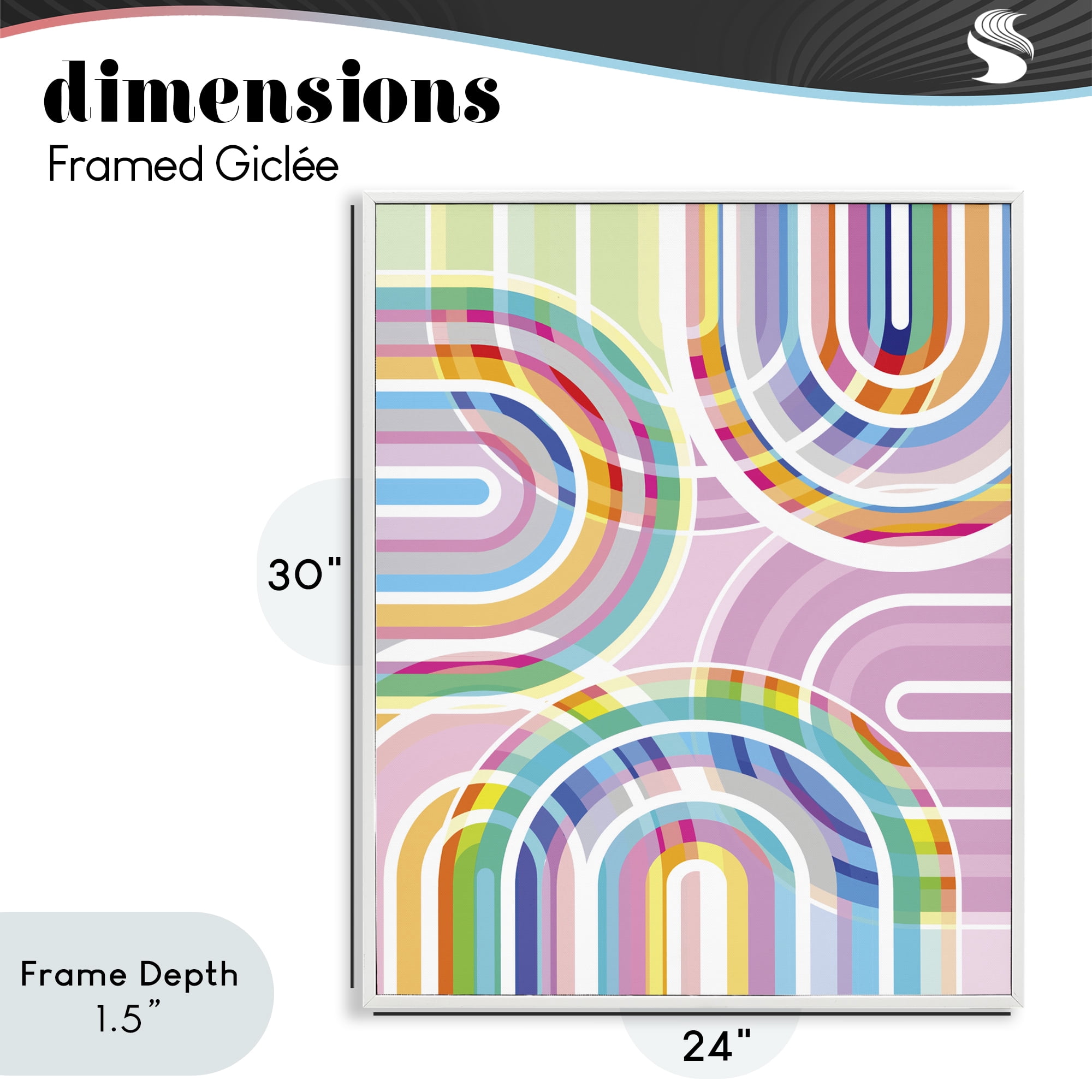 Stupell Industries Bright Playful Rainbow Arches White Framed Giclee Art, design by Amber Sterling
