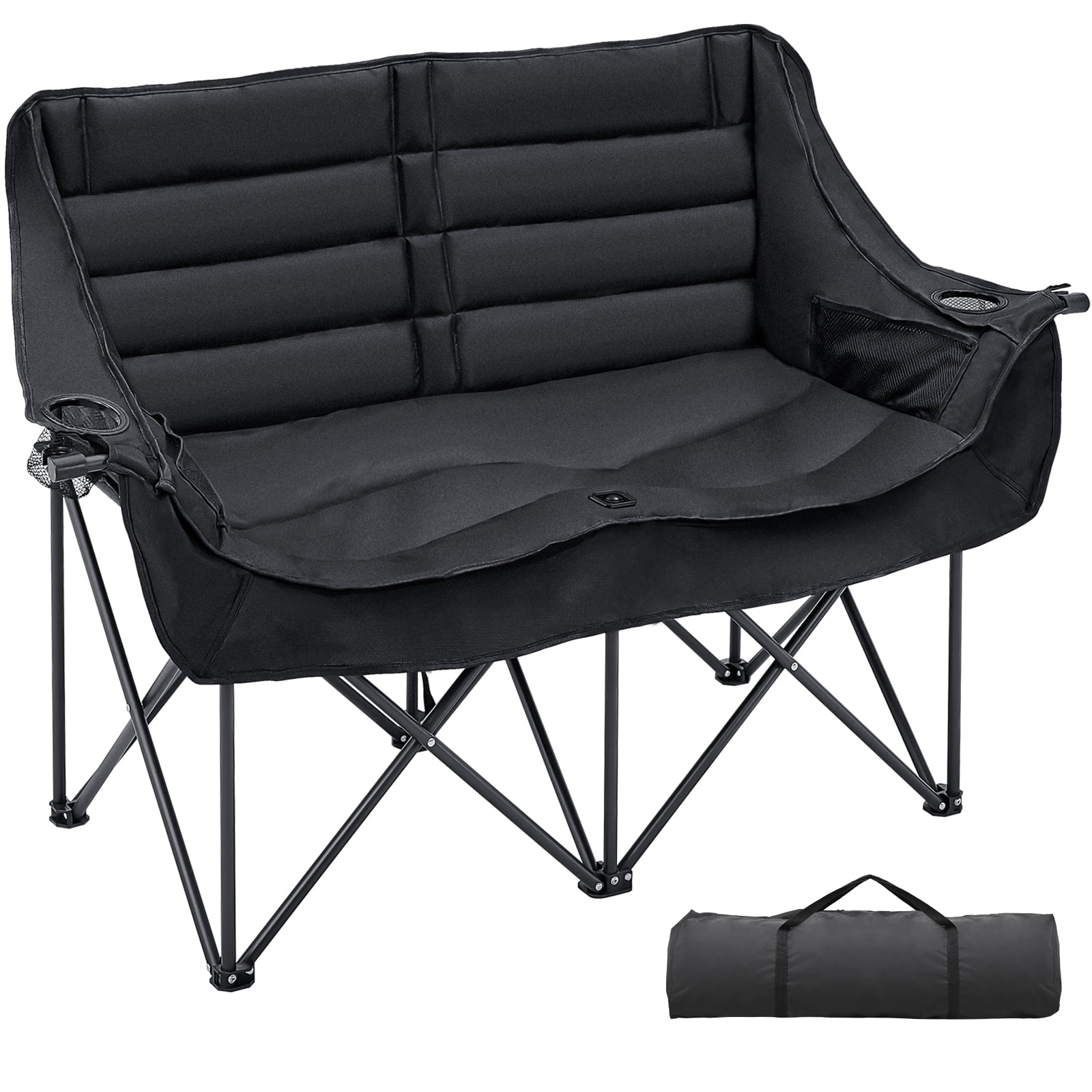 ABORON Oversized Double Camping Chair, Folding 2 Person Camping Chair Loveseat, Fully Padded Duo Chair Camping Couch, Portable Double Camp Chair, Lawn Chairs, Camping Bench with Carrying Bag