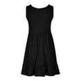 thumbnail image 4 of Fartey Midi Dresses for Women Summer Casual Short Sleeve Smocked Dress 2025 High Waist Ruffle Tiered Flowy Sundresses Fashion Colorblock Dress Black XXL, 4 of 5