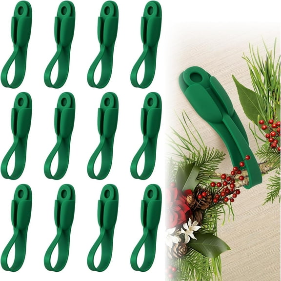 12 PCS Christmas Garland Hangers for Mantle, Fireplace Stocking and Garland Hanger, Stretchable and Reusable Silicone Adhesive Tape, Suitable for Christmas Door Frame, Staircase Decoration
