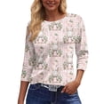 thumbnail image 6 of KDDYLITQ Easter Shirts for Women Crew Neck 3/4 Sleeve Egg Rabbit Graphic Blouse Daisies Spring Pullover Carrots Loose Comfy Tees Light pink XL, 6 of 6