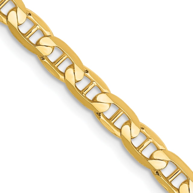 10k Yellow Gold 3.75mm Concave Anchor Chain Necklace Pendant Charm