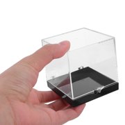 ELAYARD 4-Pack Clear Crystal Display Boxes with Black Base for Mineral Specimens, Sample Showcases, and Collectible Displays